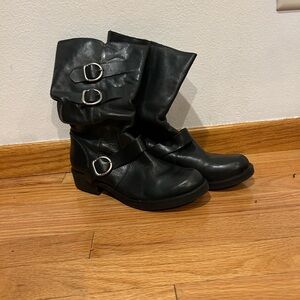 Stylish Black Triple Buckle Women's Combat Boots